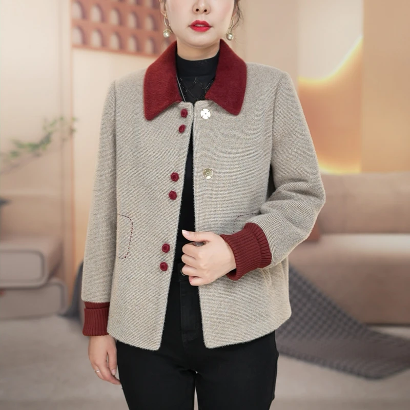 【衣品沫尔】2025年秋季新款澳绒加雪花貂棉小香风外套气质中年贵气