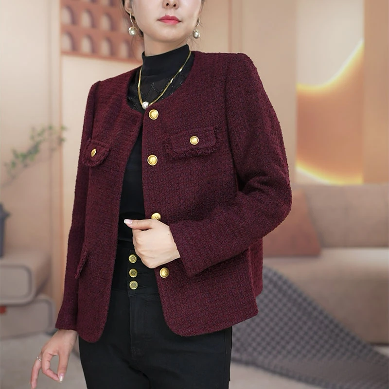 安哥拉红小香风2024年秋季新款短款外套