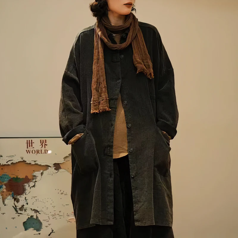 疯子张24新款亚麻女装宽松复古慵懒翻领衬衫上衣08204