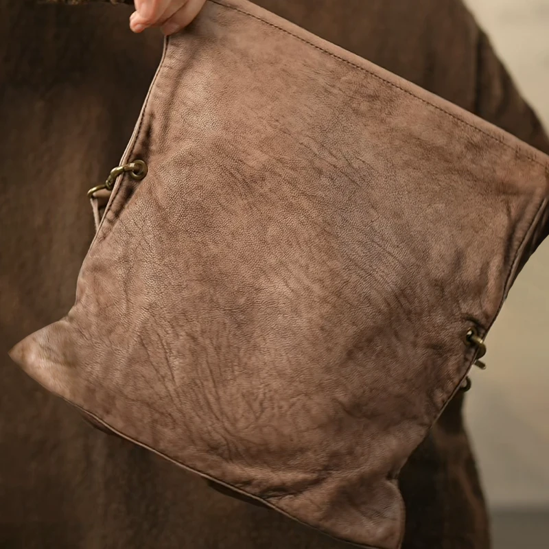 疯子张24新款复古进口牛皮慵懒大容量通勤真皮百搭手提斜挎包9960