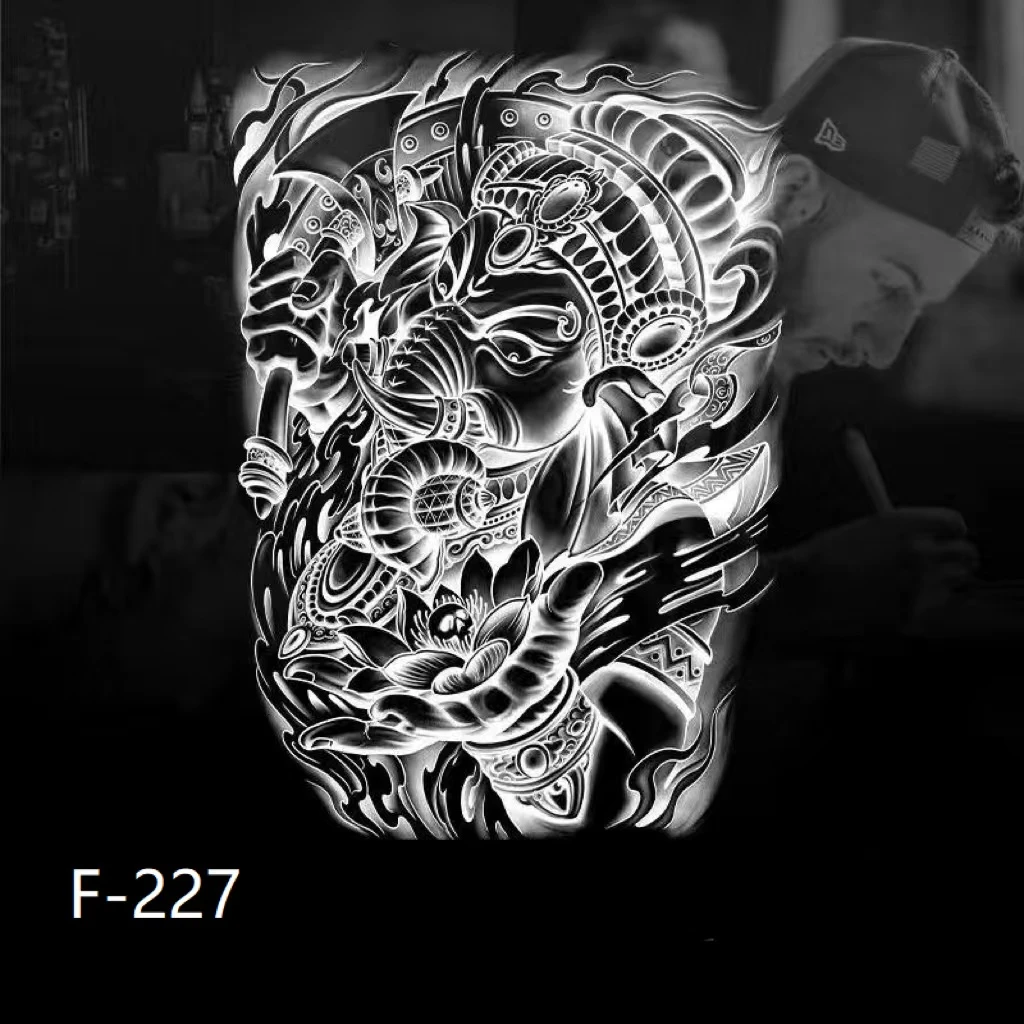 F227-毗舍象神 花臂小腿草本身体贴画 男女防水持久