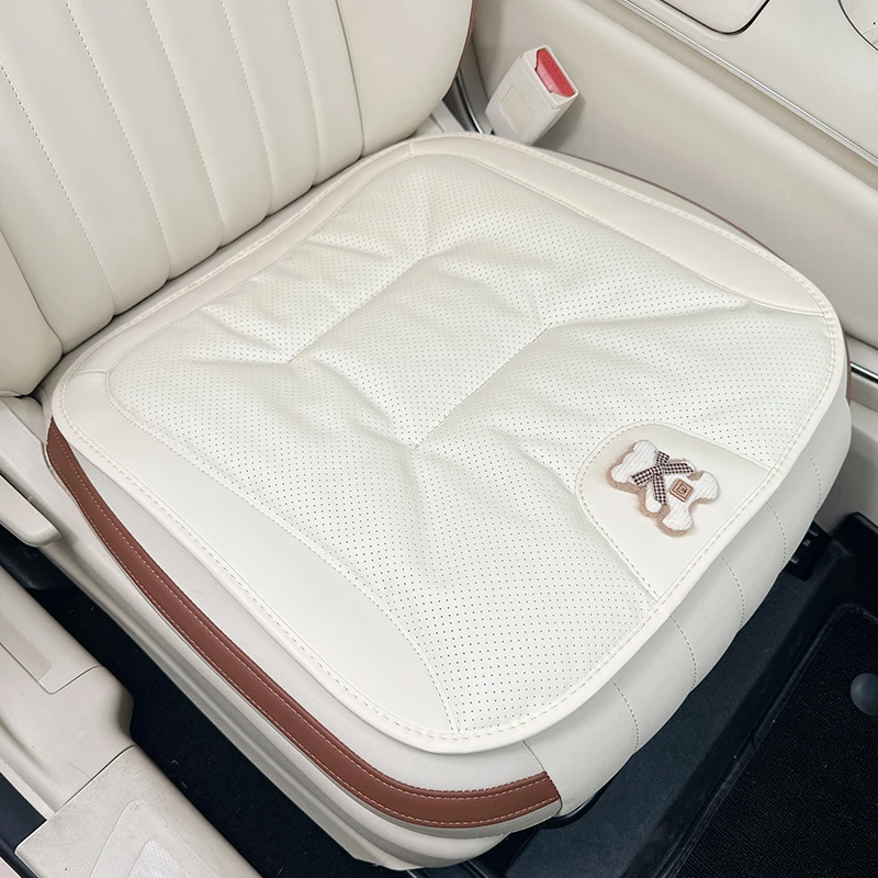 汽车坐垫夏季高级感纳帕皮四季通用透气座垫单片卡通座椅凉垫女士