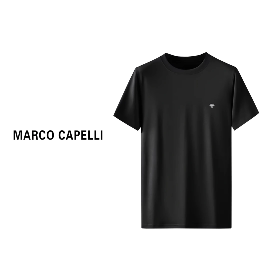 【MARCO CAPELLI】小蜜蜂刺绣修身男士圆领短袖T恤纯色百搭打底衫