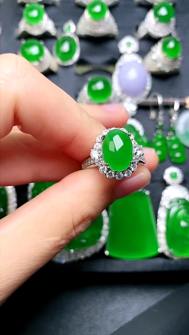 【闪购商品】翡翠戒指银S925镶嵌女戒
