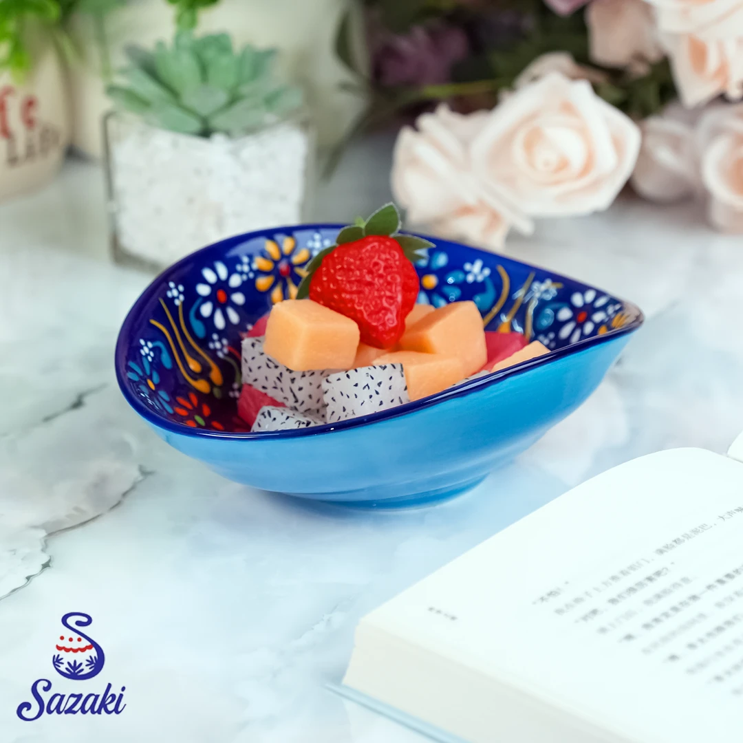 海洋之谜元宝碗陶瓷米饭碗家用餐具釉下彩网红创意日式手绘沙拉碗