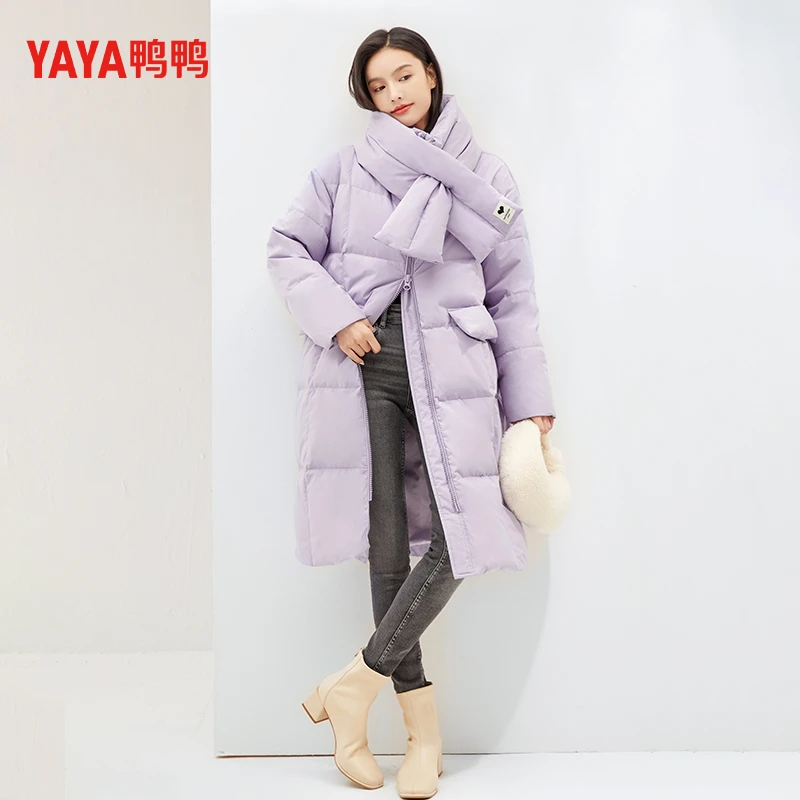 YAYA/鸭鸭羽绒服女2023年秋季新款中长款立领时尚可拆卸外套B0820