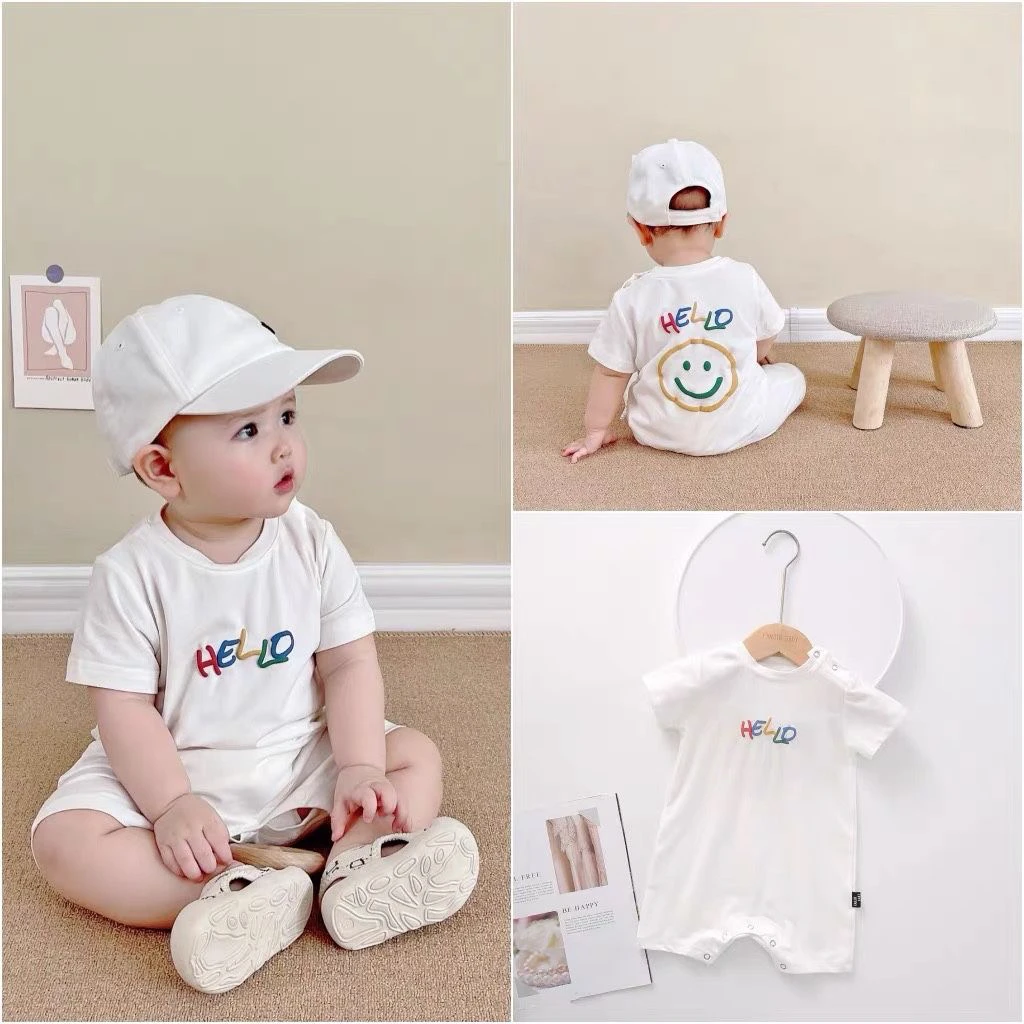 婴儿包屁衣新生儿宝宝夏季薄款半袖哈衣简单洋气哈喽连体衣