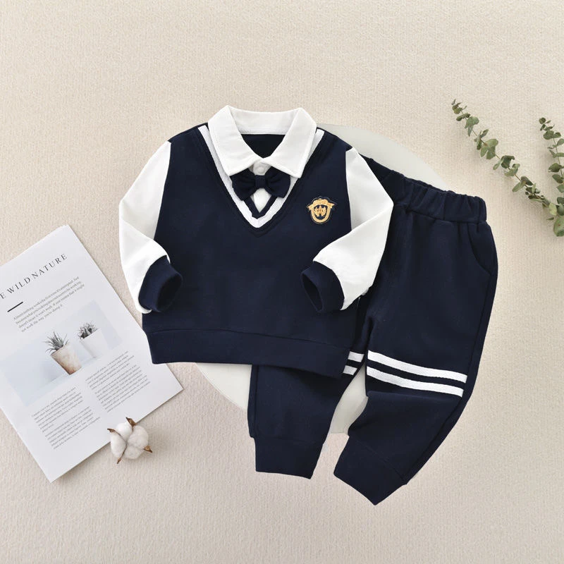 宝宝绅士套装帅气潮男学院风洋气纯棉分体周岁礼服【上衣+裤子】