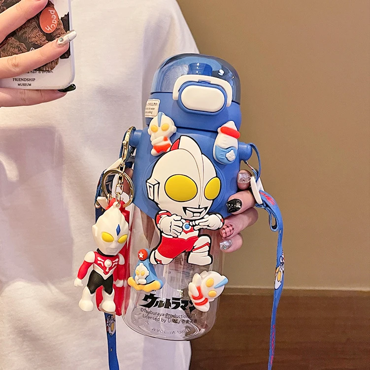 奥特曼儿童水杯夏天可爱吸管杯子男孩上学专用幼儿园学生宝宝水壶