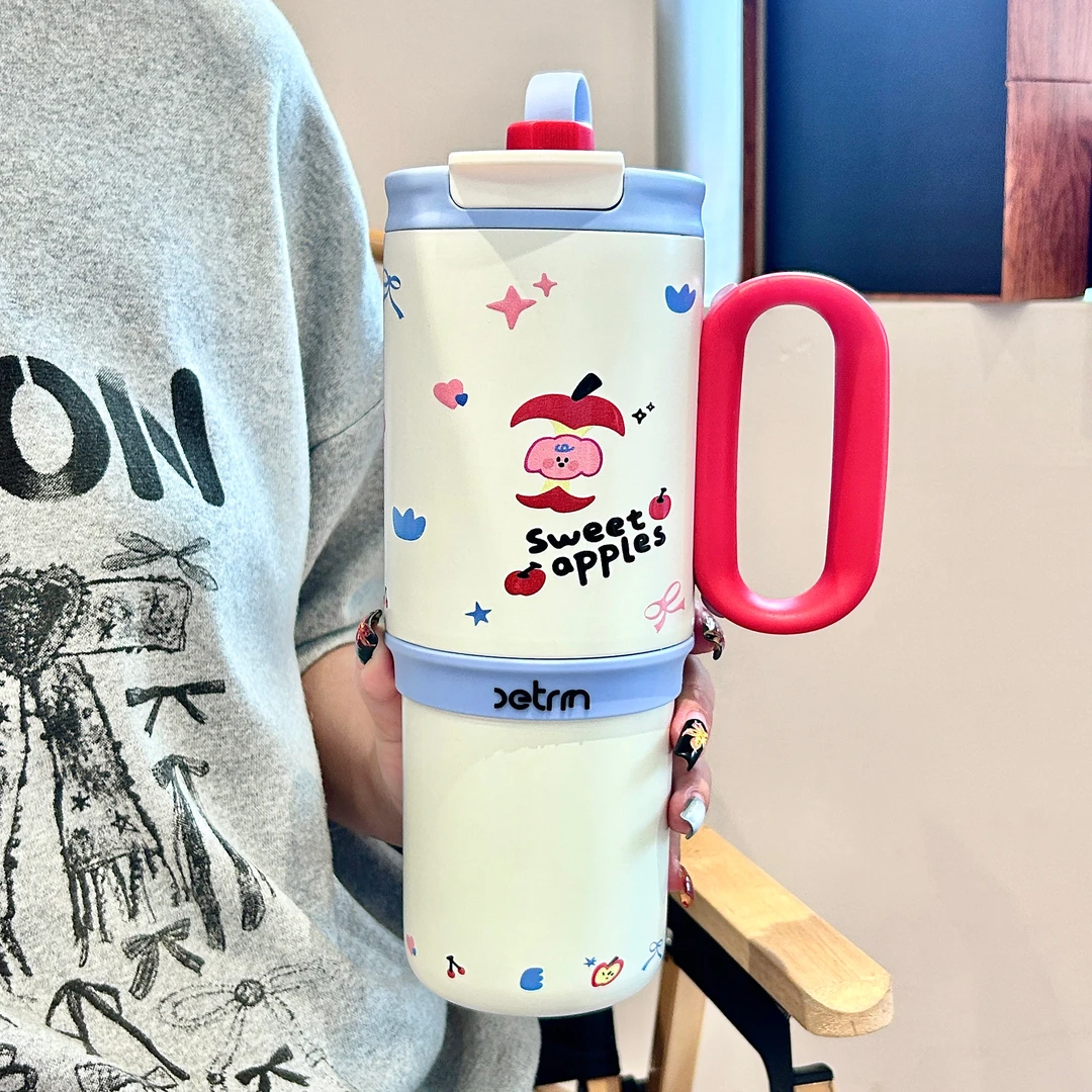 巨无霸吸管保温杯大容量水杯女吨吨大水壶316不锈钢保冷冰霸杯子