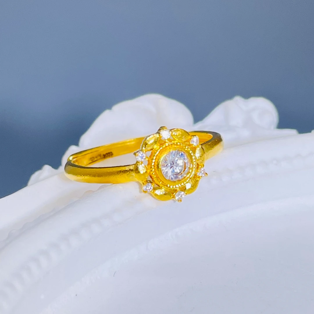 【618钜惠】芒星--足金999戒指合成立方氧化锆2.81克黄金戒指