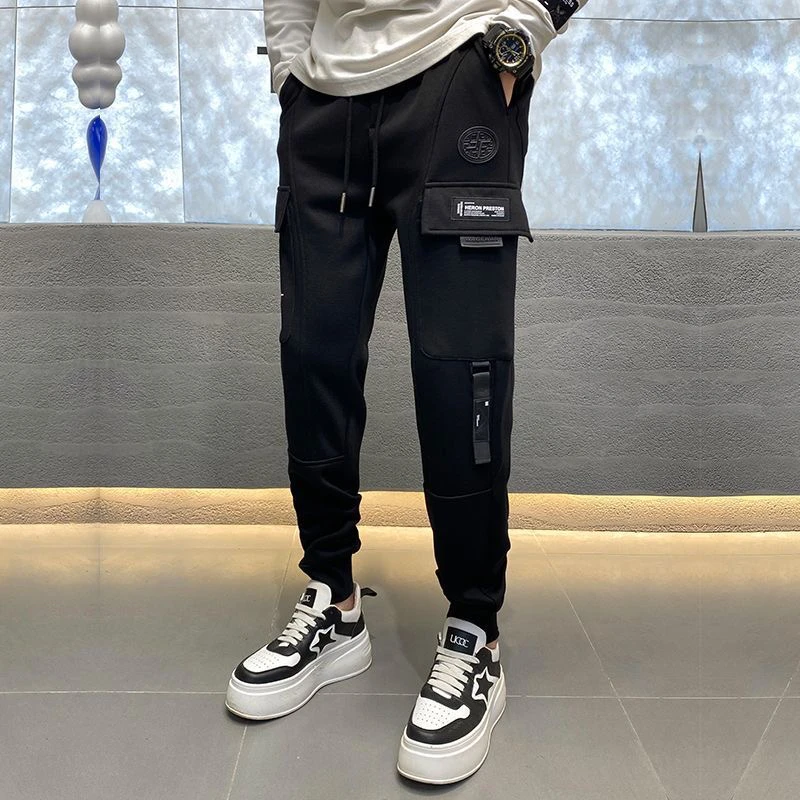欧货潮流个性冬绒工装休闲裤男士2024秋季新款多口袋字母帅气裤子
