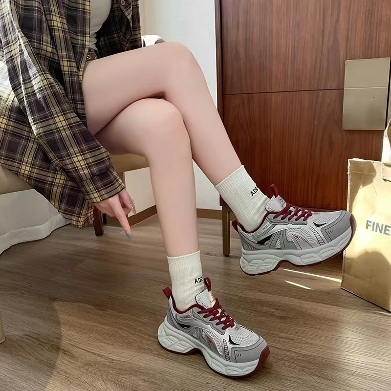 2024年新款真皮百搭真皮休闲厚底运动加绒AC老爹鞋888-26