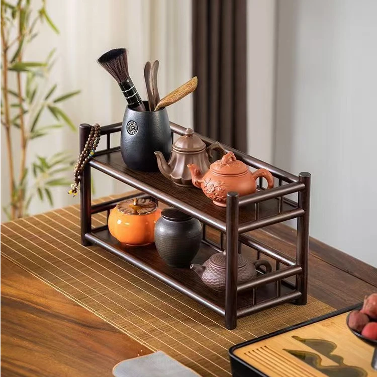 茶具置物架茶杯架子中式收纳架桌面上博古架茶桌紫砂壶小型摆放架