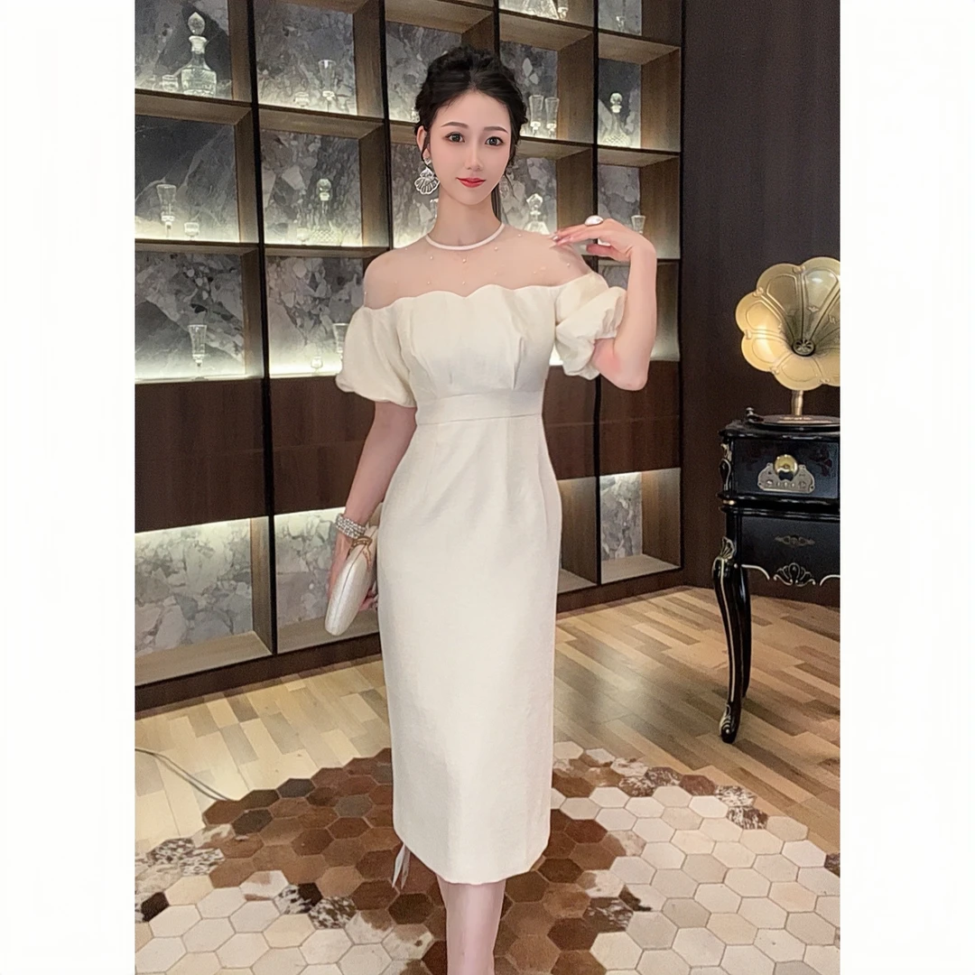 21312修身时尚气质高贵简约轻熟包臀名媛性感优雅轻奢宴会连衣裙