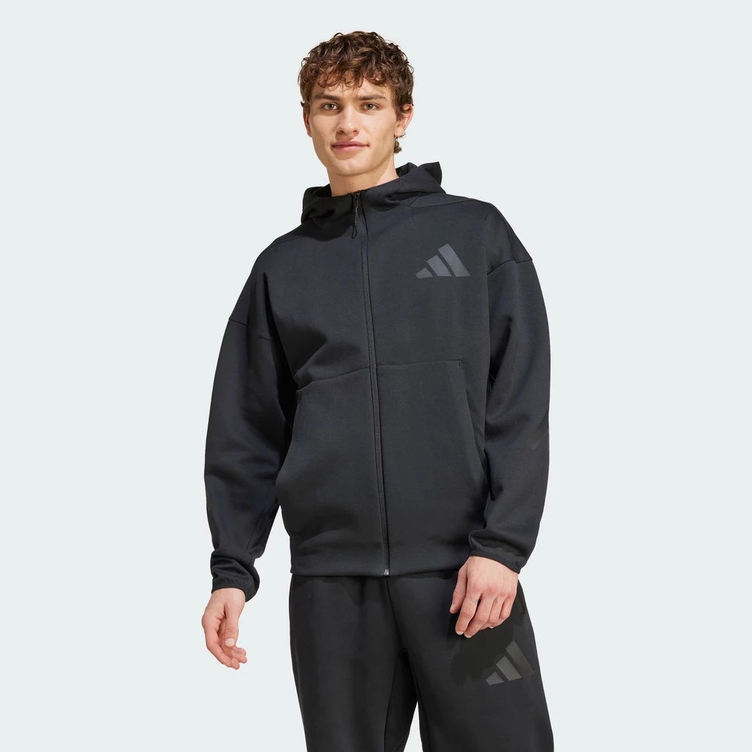 adidas/阿迪达斯黑标制服休闲亲肤柔软舒适轻薄连帽外套JE7538