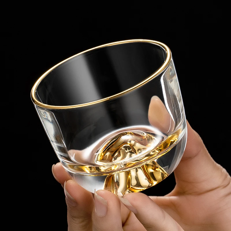 玻璃藏金主人杯二两日式耐热手工高档描金透明创意家用酒杯茶杯