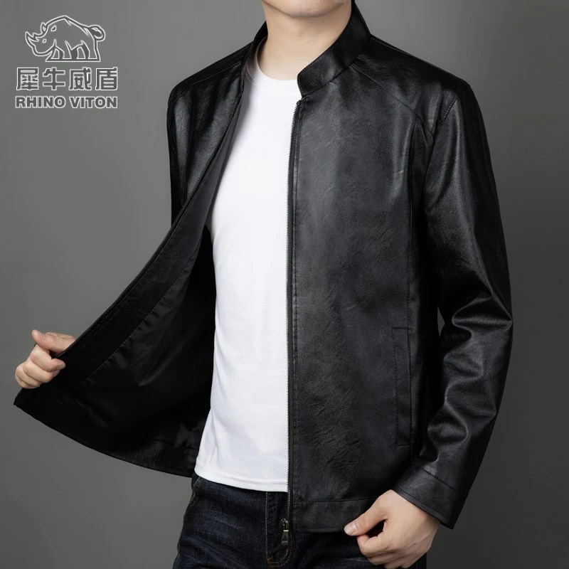 男士立领皮衣夹克外套上衣百搭时尚休闲春秋季新款LY87-T