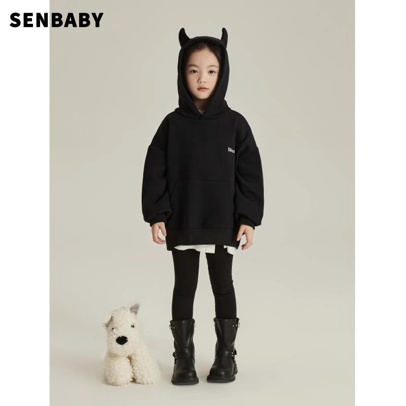 【现货】senbaby童装亲子装女童外套2023儿童宽松休闲小恶魔卫衣