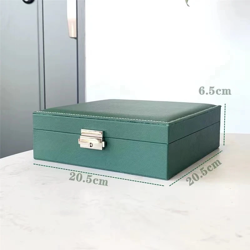 简约双层首饰收纳盒耳环耳钉手表大号饰品高档珠宝盒子