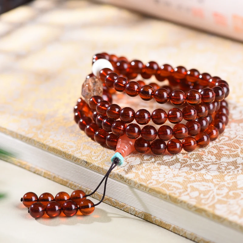 天然血珀多圈手串简约设计气质时尚百搭轻奢珠宝