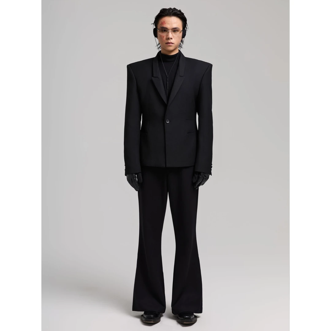 DP PARADIS 24AW 先锋几何分割羊毛红内沙漏西装