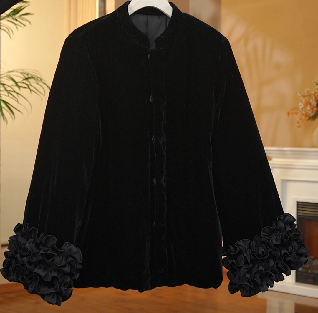 [沐凌]A978长袖加厚复古女士加棉外套中式时尚女款国风棉服