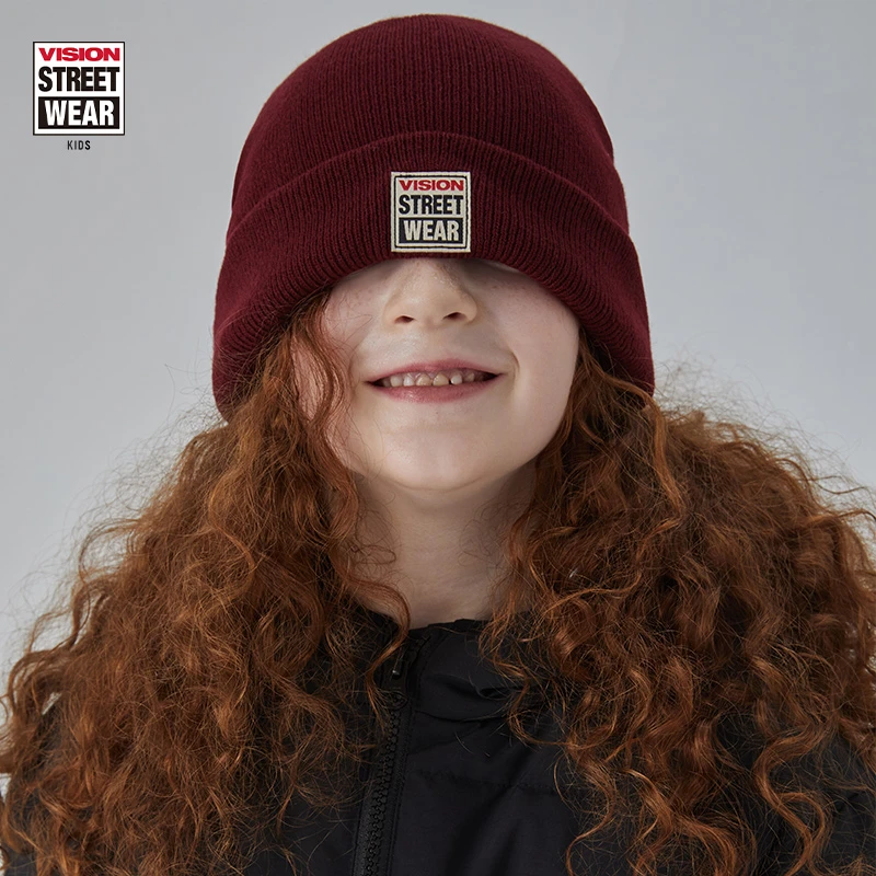 VISION KIDS 经典复古针织瓜皮帽毛线帽冷帽儿童男童女童帽子秋冬