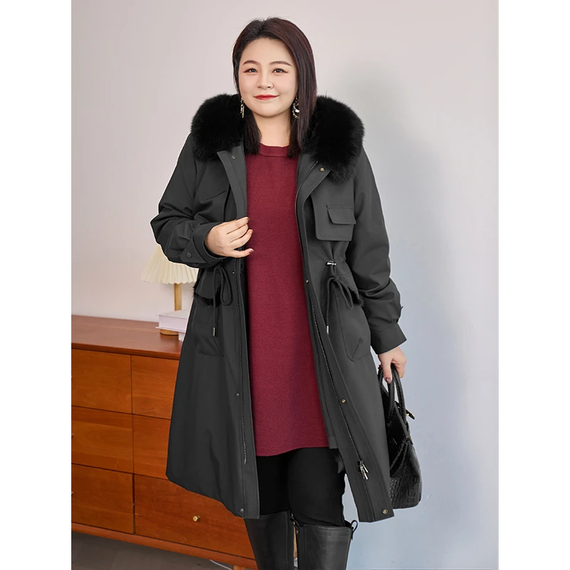 【现货！兔毛内胆+狐狸毛领】MsShe大码女装冬装皮草外套J~M2311031