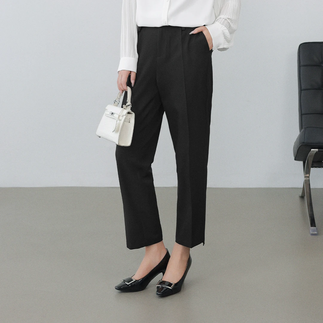 【烟管西裤九分裤】MsShe大码女2025新款秋通勤不规则设计M2408047