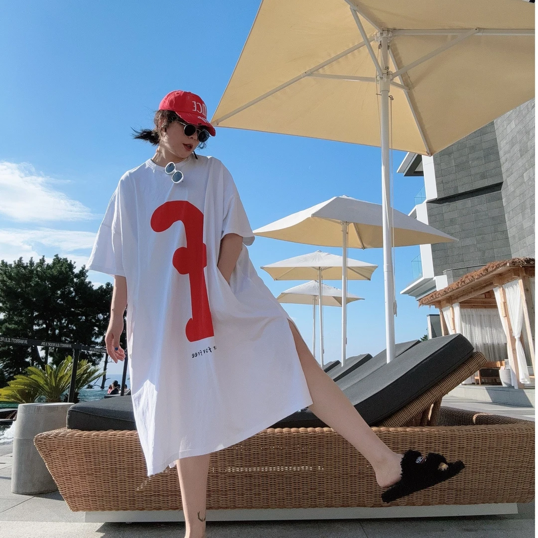 FORFORFREE一大只大F外穿居家长t恤百搭衣服洋气衣服女夏季短袖