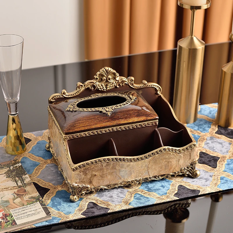 欧式美式高档抽纸盒纸巾盒家用茶几餐桌书房客厅装饰用品