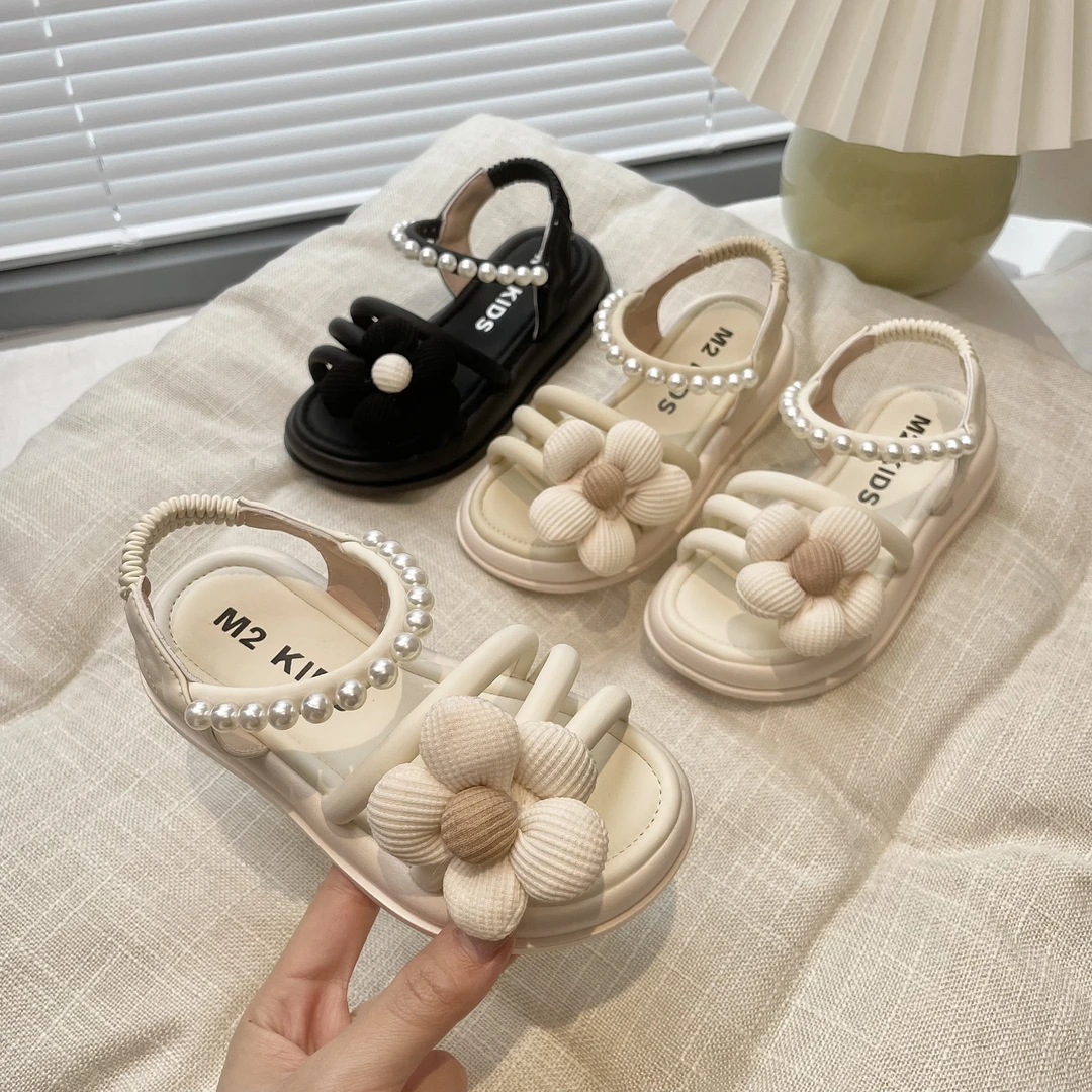 女童凉鞋2024夏季新款小女孩花朵可爱公主鞋宝宝外穿沙滩鞋