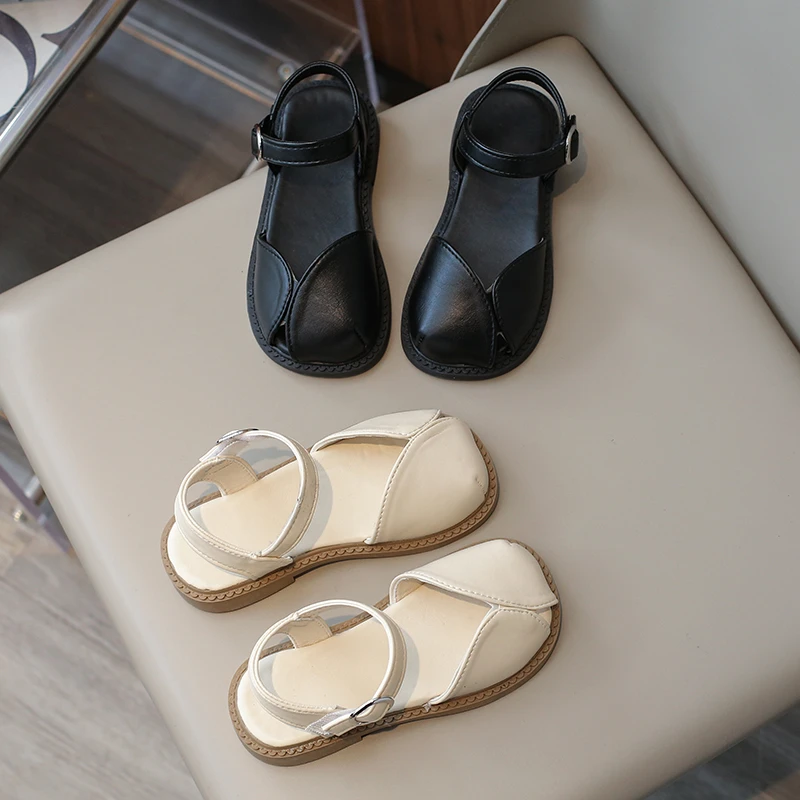 女童简约休闲凉鞋2024夏季新款韩版软底防滑包头凉鞋洋气公主鞋潮