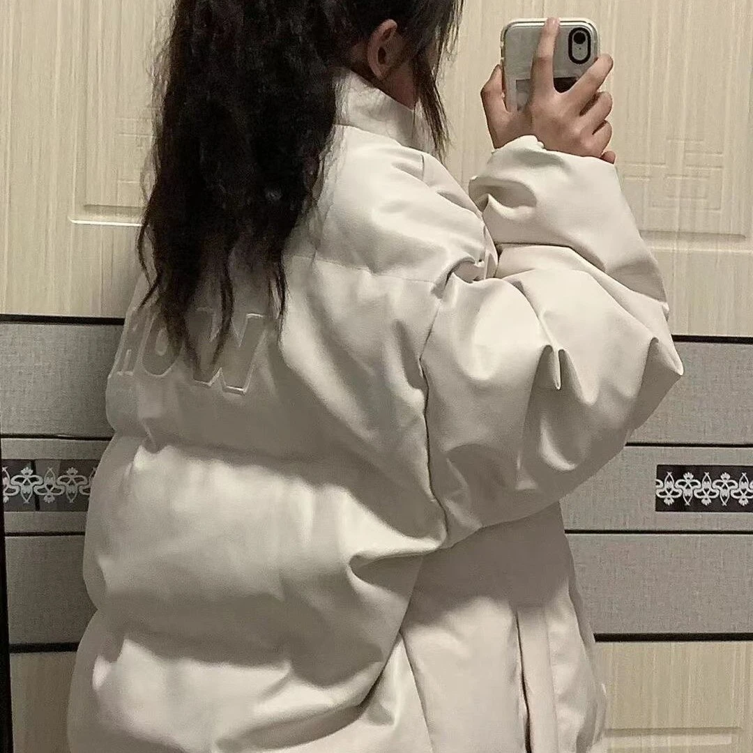 美式PU皮防寒保暖棉服女ins潮冬季2023新款宽松学生加厚面包服