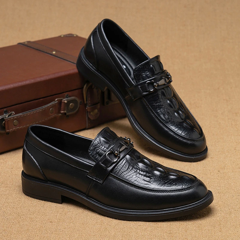 头层牛皮男士商务正装皮鞋一脚蹬老板鞋透气防滑舒适休闲鞋皮鞋男