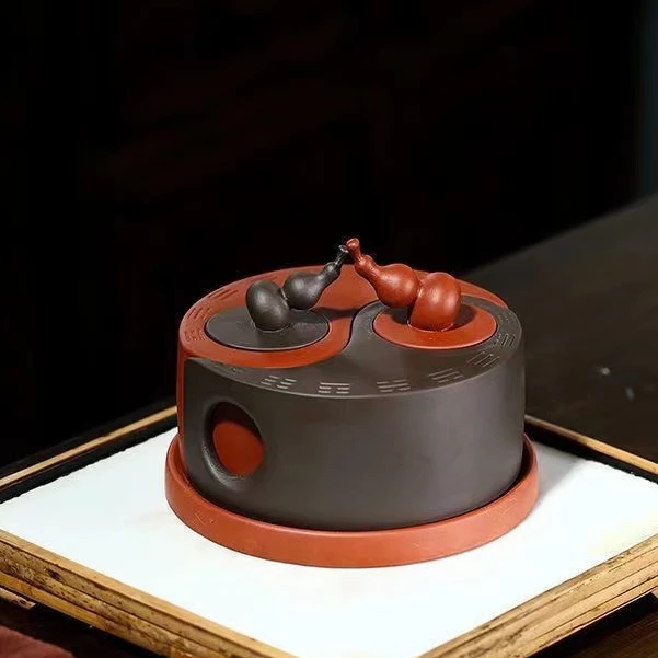 宜兴原矿紫泥 清水泥 太极壶 容量约300毫升 手工紫砂壶 中式