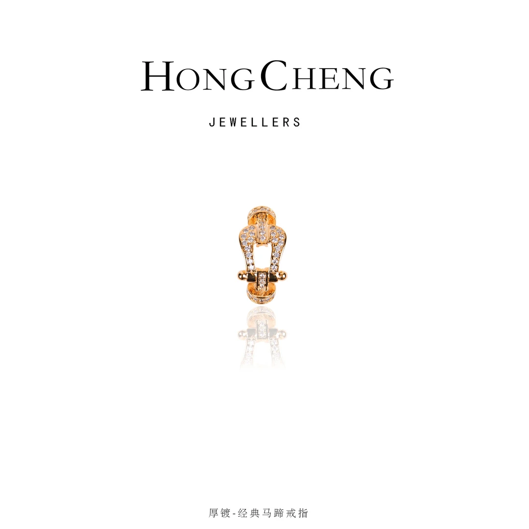 铜合金合成锆石戒指 螺纹精致马蹄戒指EZ3550-372