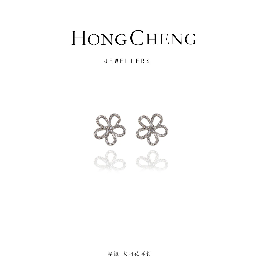 铜合金合成锆石耳饰 太阳花精致超闪耳钉耳饰ZE0683-166