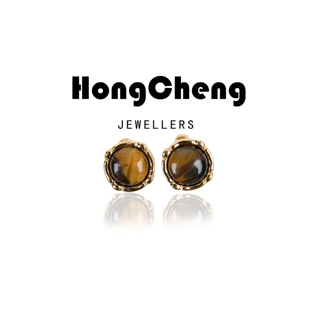 铜合金大理石耳饰 「美拉德」vintage复古雅丹虎眼耳钉EZ3623-273