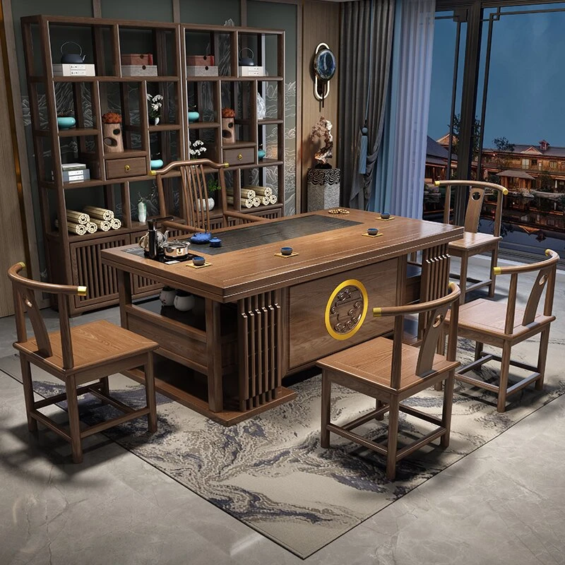 【厚德载物】茶桌1.8m1桌+1高梳+6月牙