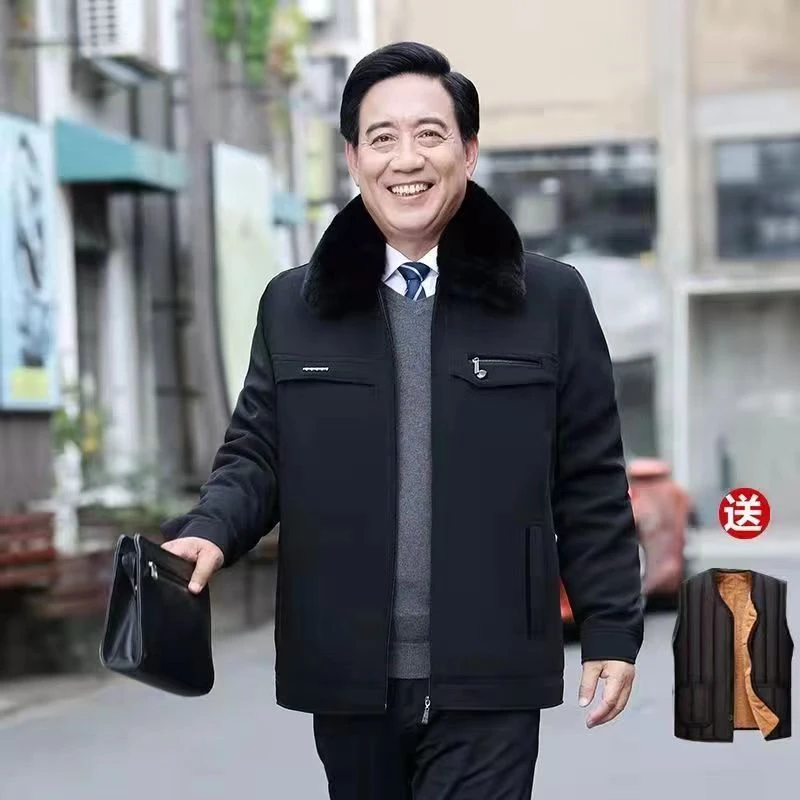 冬季中老年加厚加绒棉衣保暖老年人爷爷棉袄爸爸装棉服抗寒男外套