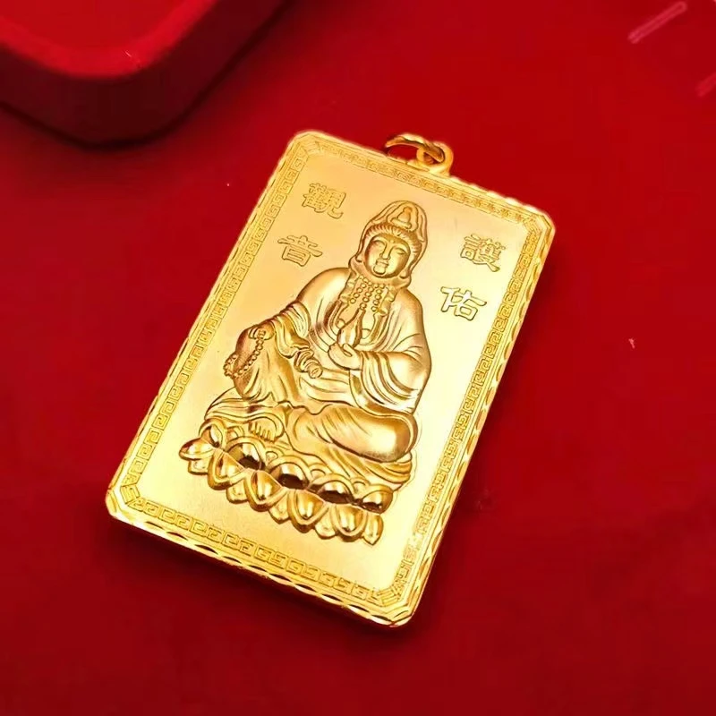合金吊坠 男士镀金火焰观音护佑普渡众生永保平安时尚精美挂坠