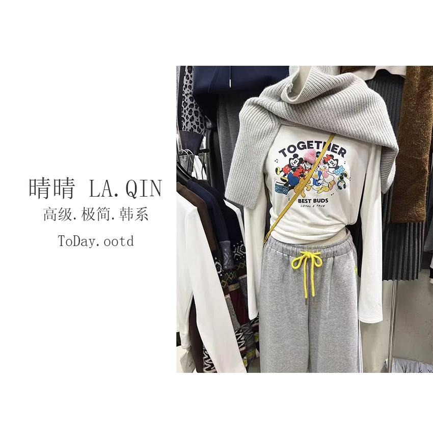 晴晴家-【趣味乐园】韩系时尚卡通印花百搭洋气磨毛卫衣9287