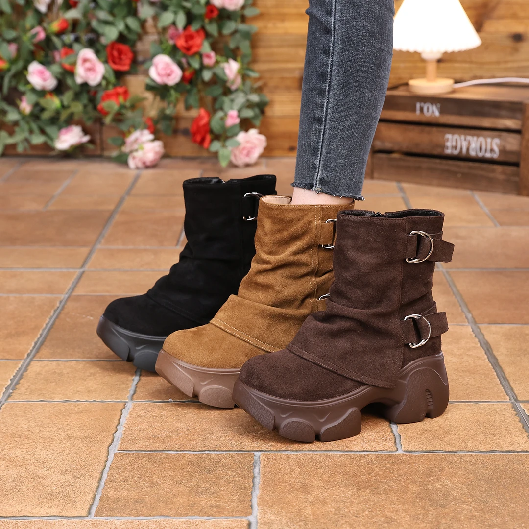 尚卡芙2025显瘦秋冬保暖加绒时尚7cm个性增高裤管靴888-11