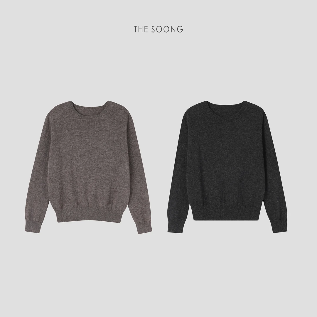 THESOONG|单边12针山羊绒48支绵羊毛套头打底毛针织衫HSMY5009