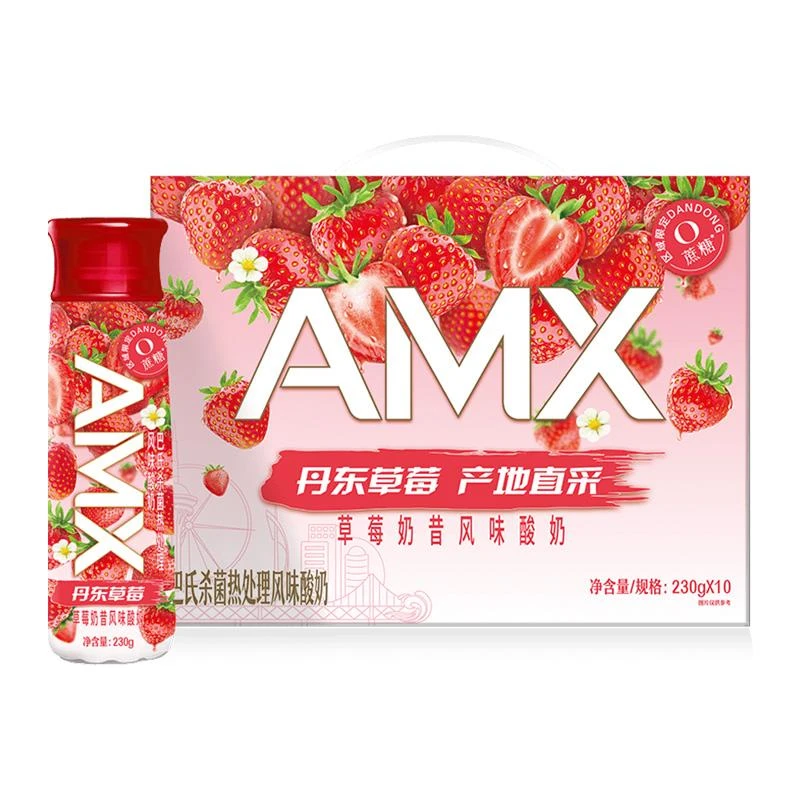 【9月产】伊利安慕希丹东草莓奶昔风味酸奶1*10*230g巴氏常温营养