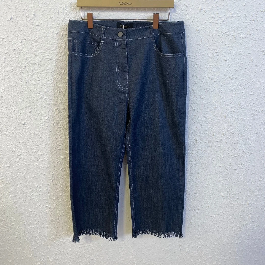 格子廊夏季女装百搭七分裤女士裤子时尚显瘦高腰直筒裤60B17276