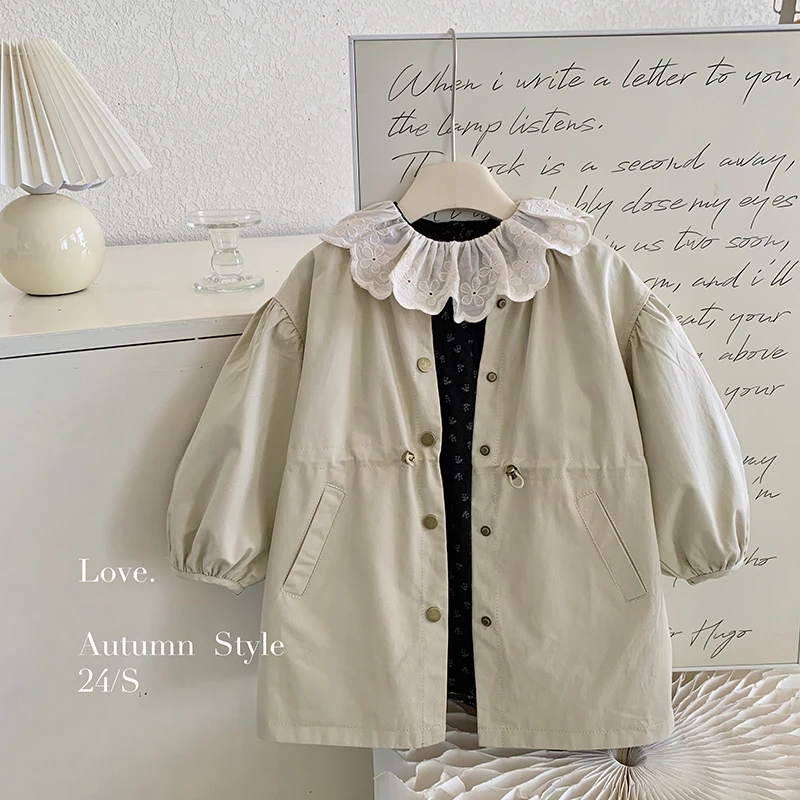 2024秋“青苹果乐园”女童洋气风衣外套可双面穿Y8087