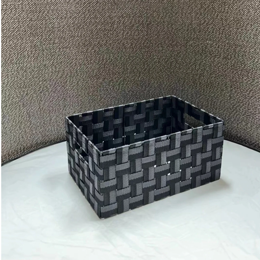 2238微瑕款 长30宽20高14CM 丙纶丝编织收纳筐家用桌面收纳盒
